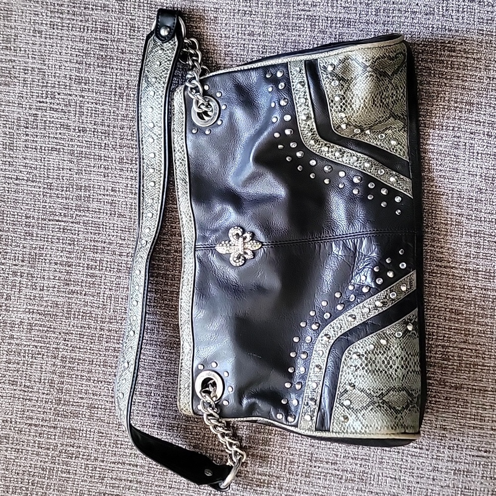Fleur de Lis faux leather purse